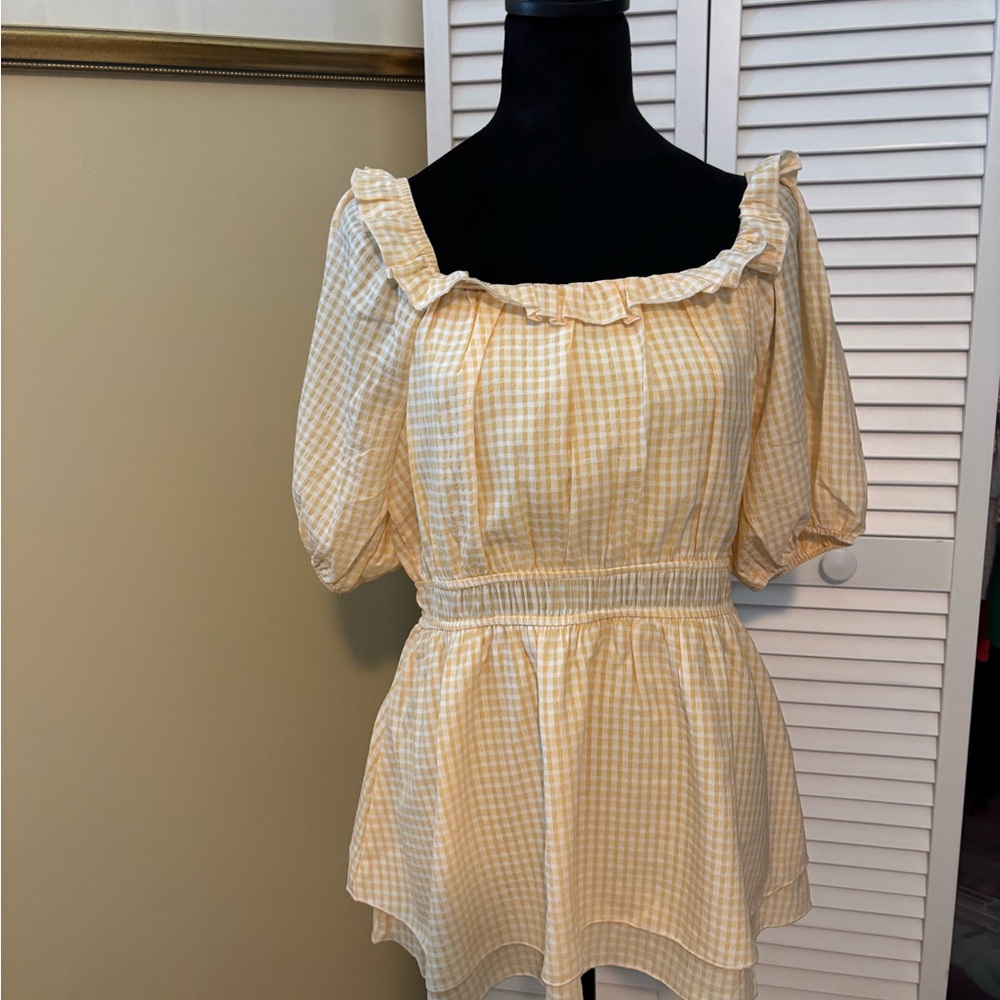 Elegant Yellow Gingham Blouse